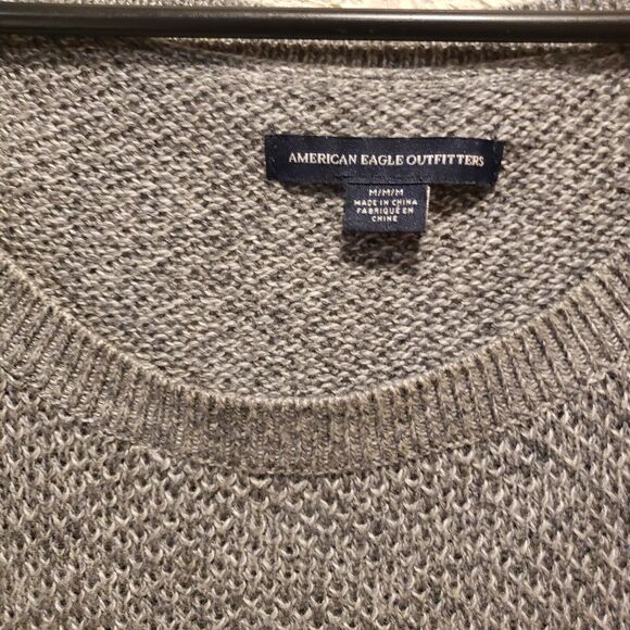 American Eagle Lace Up Ombre Wool Blend Soft Fall Sweater Size Medium - Picture 11 of 11